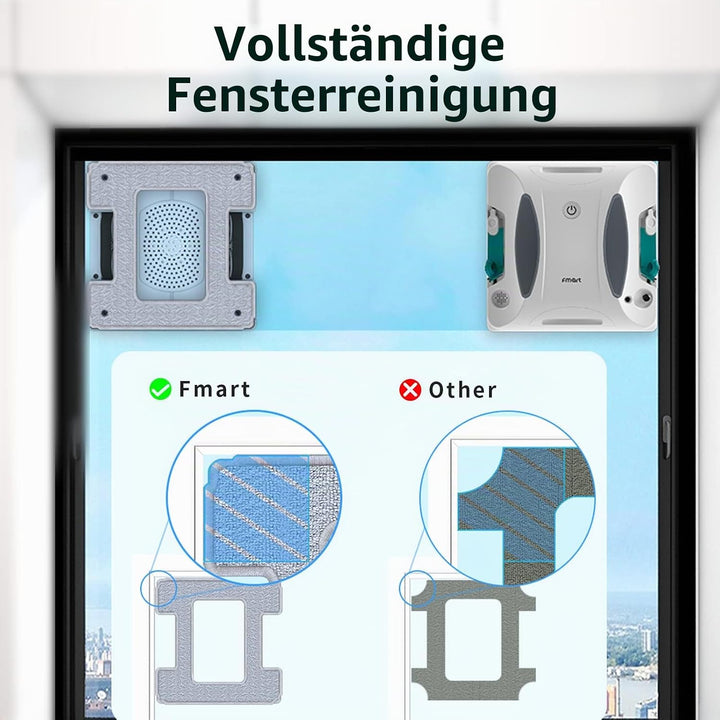 Fmart W6 fensterputzroboter mit sprühfunktion, automatischer fensterroboter, leistungsstarke 3800pa