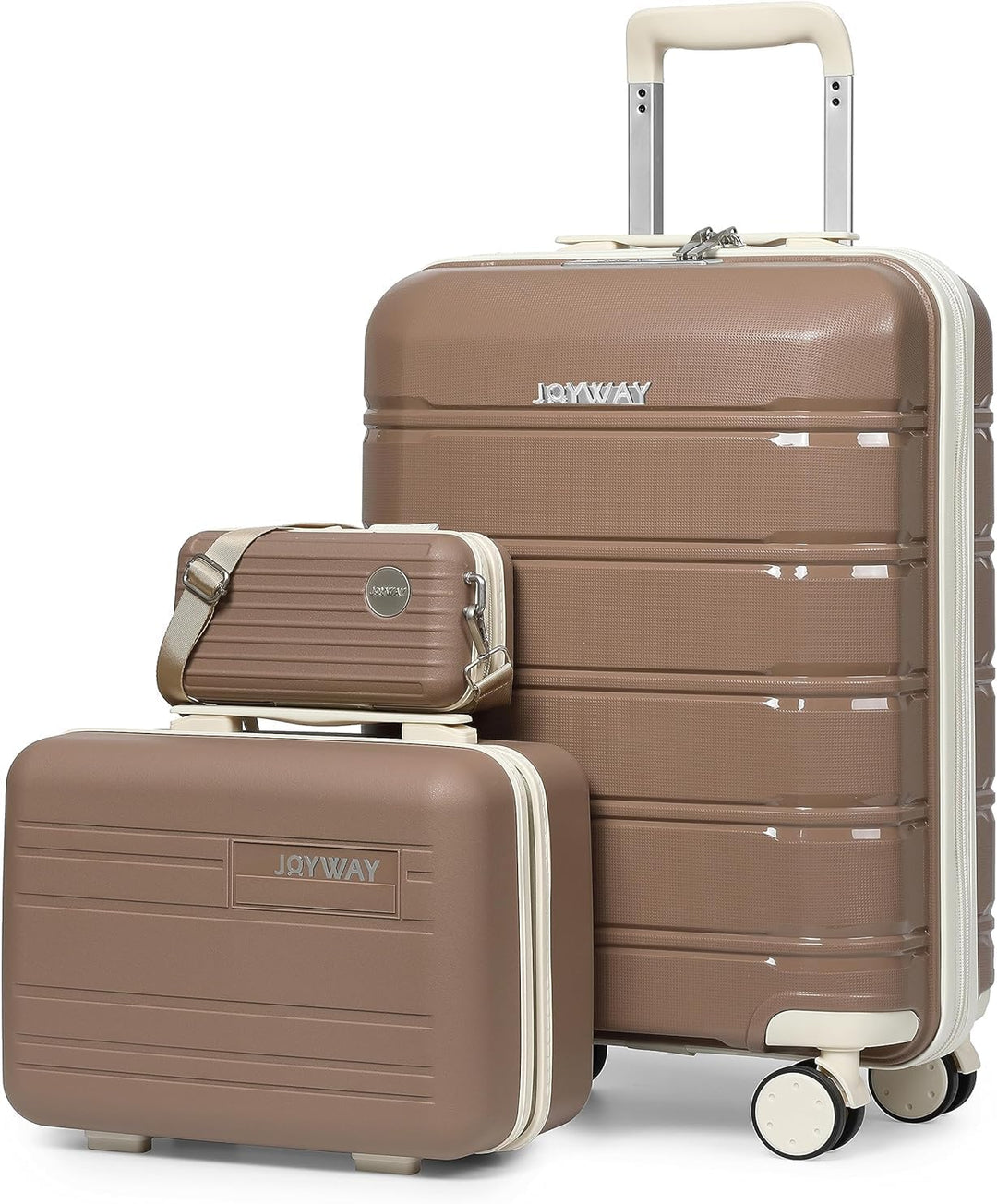 Joyway Kofferset 3 Teilig Hartschale mit 4 Rollen und TSA-Schloss Der Gepäcksets Enthält 1 Kosmetikk