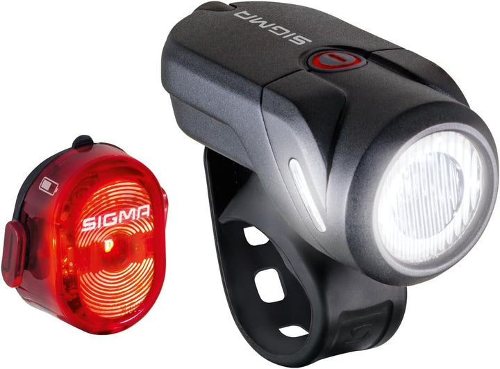 SIGMA Aura 35 und NUGGET II | spritzwassergeschütztes Fahrradlichter Set | StVZO zugelassenes, akkub