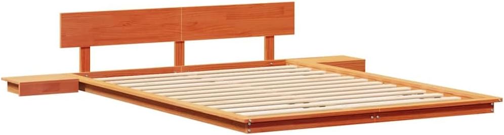vidaXL Bettgestell mit Kopfteil mit Speicher Braun 140 x 200 cm Holz, Modernes Schlafzimmer-Setup, r
