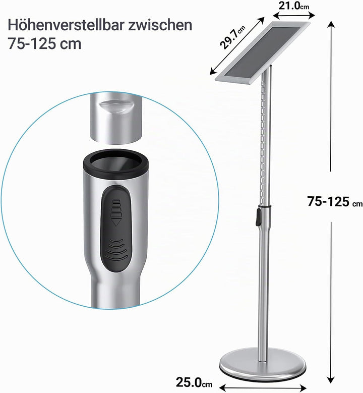 Infoständer DIN A4 210x297mm Höhenverstellbar Edelstahl informationsständer Aufsteller Kundenstopper
