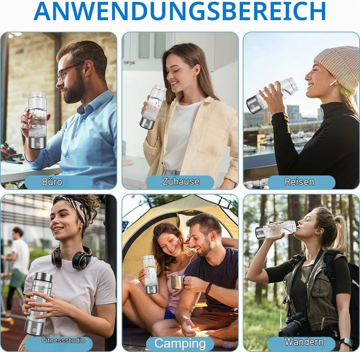 Flintronic Wasserstoff Wasserflasche, 420ML Wasserstoff Generator, Tragbarer Wasserionisator, Hydrog