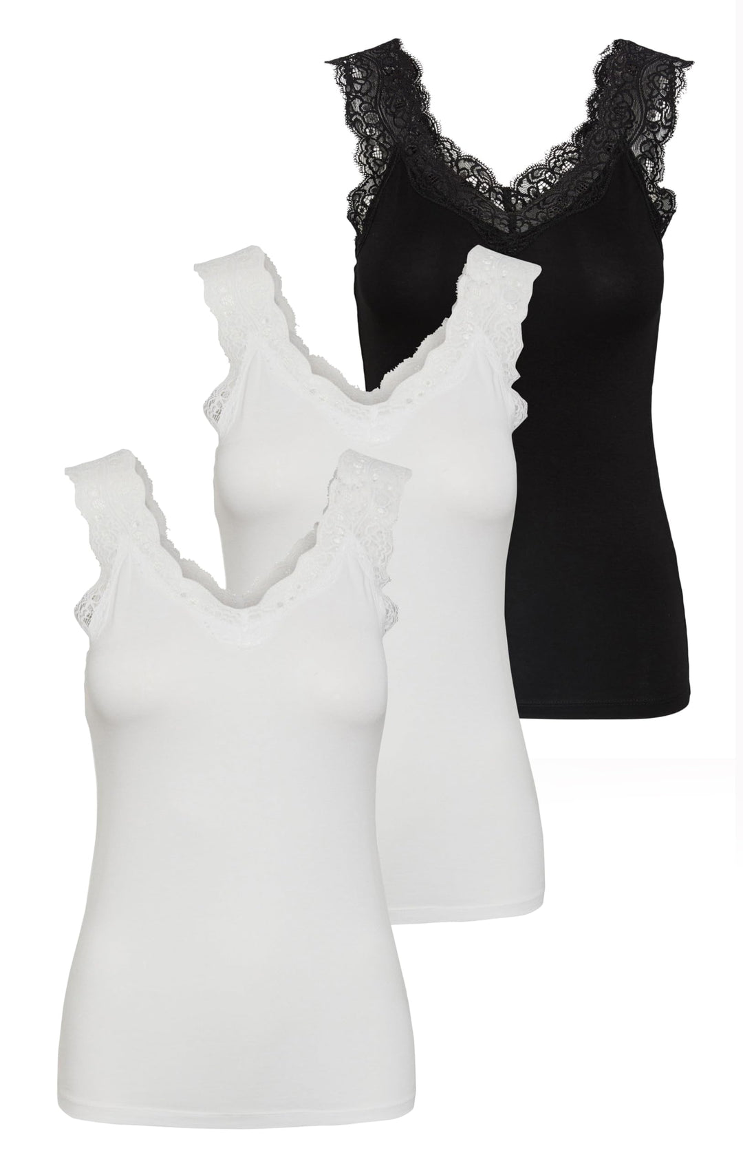 PIECES Damen Top S 2x Weiss, 1x Schwarz, S 2x Wei&amp;
