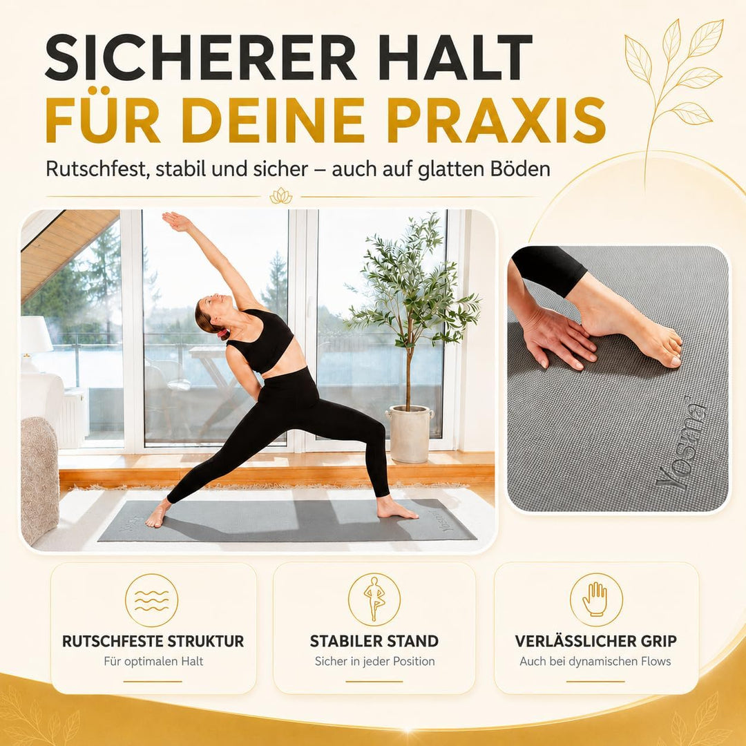Yogamatte inkl. Tragetasche &amp; Video Kurs I Yoga Matte rutschfest I weiche Gymnastikmatte I Sportmatt
