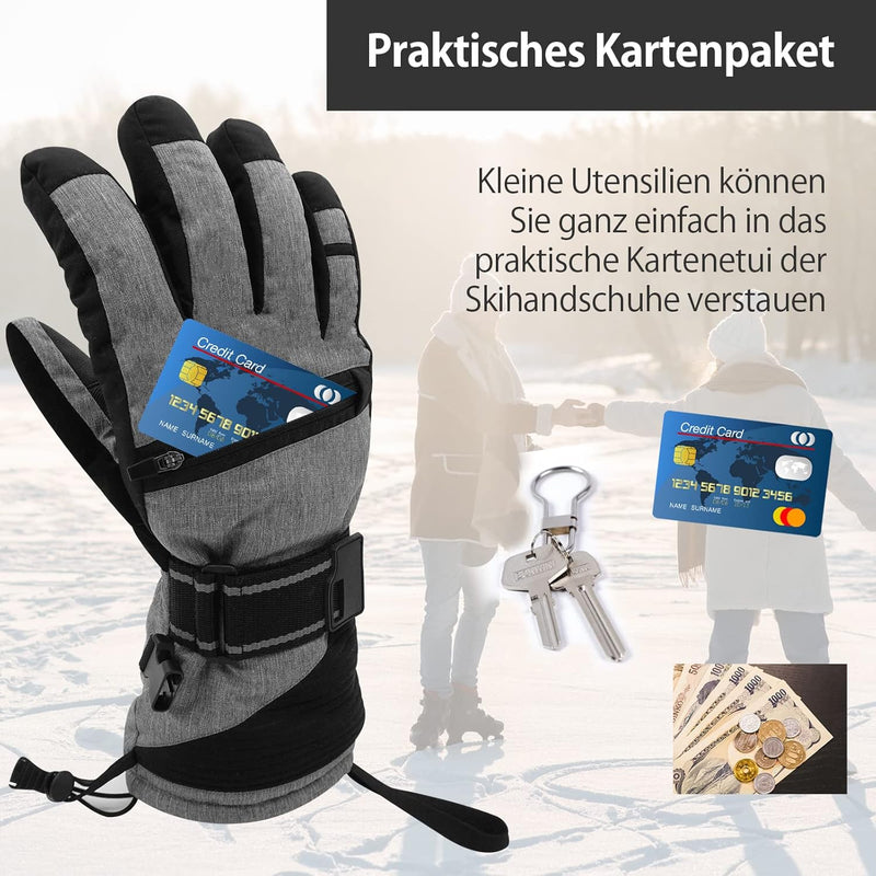 Vihir Winterhandschuhe Skihandschuhe Herren & Damen Thermo Handschuhe, Wasserdichte Touchscreen 3M T