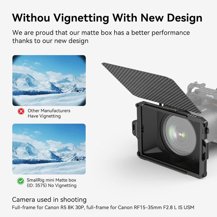 SMALLRIG Mini Matte Box Lite mit Top Flag für DSLRs und spiegellose Kameras, kompatibel mit 67mm/72m