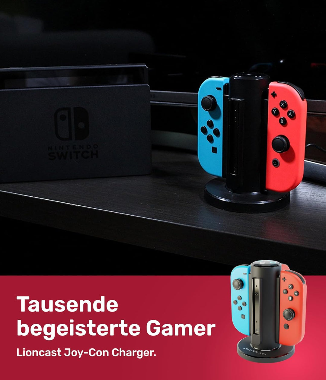 Lioncast® Joy Con Quad-Charger für Nintendo Switch [mit LED Ladeanzeige] - Nintendo Switch Controlle