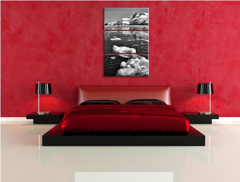 Pixxprint Eisberge im Meer Arktis als Leinwandbild/Grösse: 3 Teilig (120x80) cm/Wandbild/Kunstdruck/