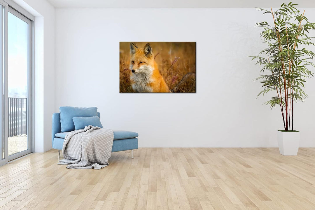 deyoli ruhiger Fuchs Format:75x50 cm als Leinwandbild, Motiv fertig gerahmt auf Echtholzrahmen, Hoch