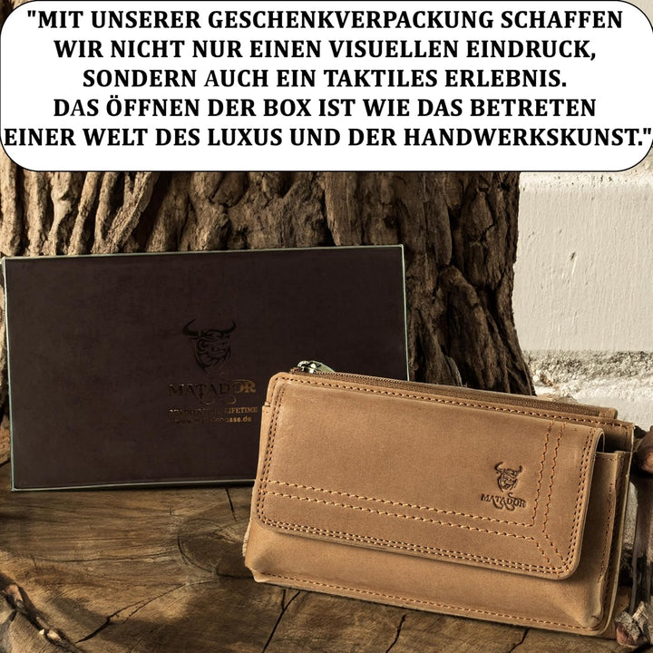MATADOR Echt Leder Universal Handy-Tasche Holster Gürteltasche Magnetverschluss Quer für Handys bis
