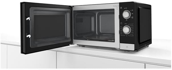 Bosch FFL020MS2 Serie 2 Mikrowelle, 26 x 44 cm, 800 W, Drehteller 27 cm, Türanschlag Links, Reinigun