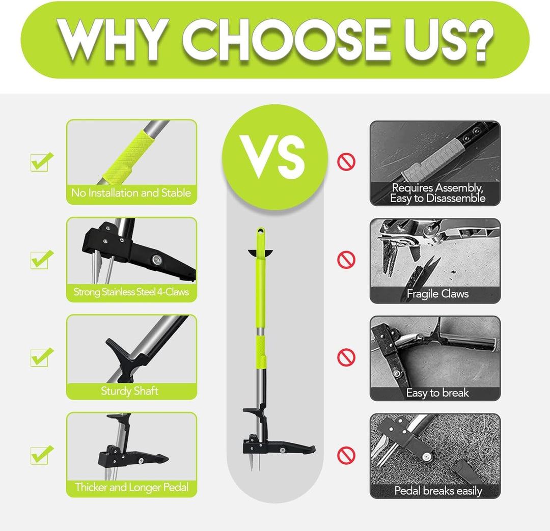 Gardtech aufstehen Unkrautstecher, 40-47 Zoll Unkrautabzieher mit langem Griff, Deluxe 4-Klauen-Unkr