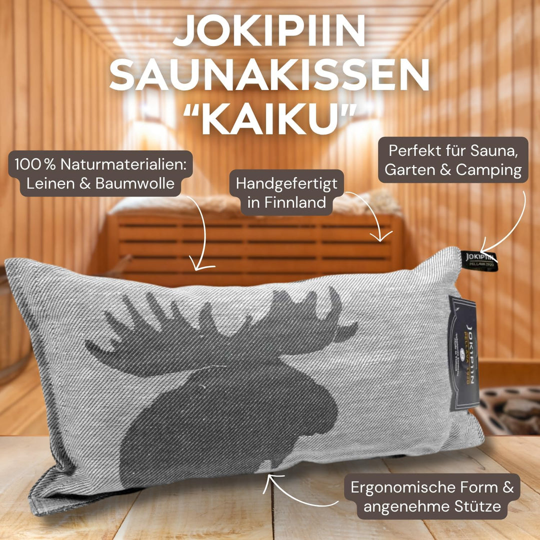 Jokipiin Premium Saunakissen 40 cm x 22 cm - 100% Made in Finland - ReisekissenLeinen Baumwo