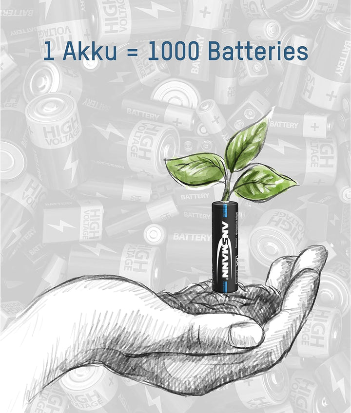 ANSMANN Akku AA Typ 2800mAh NiMH 1,2V - Mignon AA Batterien wiederaufladbar, hohe Kapazität (8 Stück