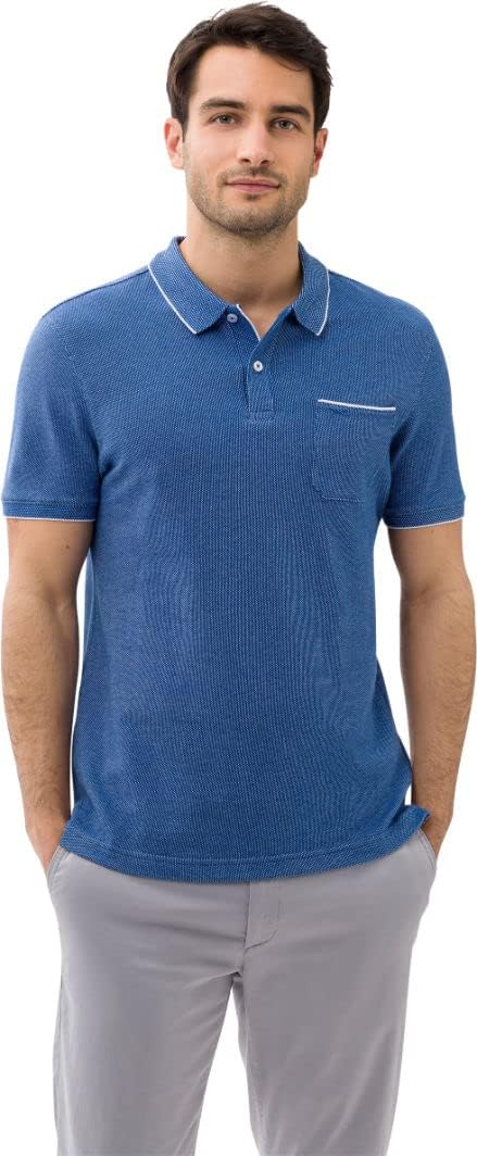 BRAX Herren Style Paddy Two Tone Piqué Poloshirt in Sportiver Optik Polohemd M Cobalt, M Cobalt