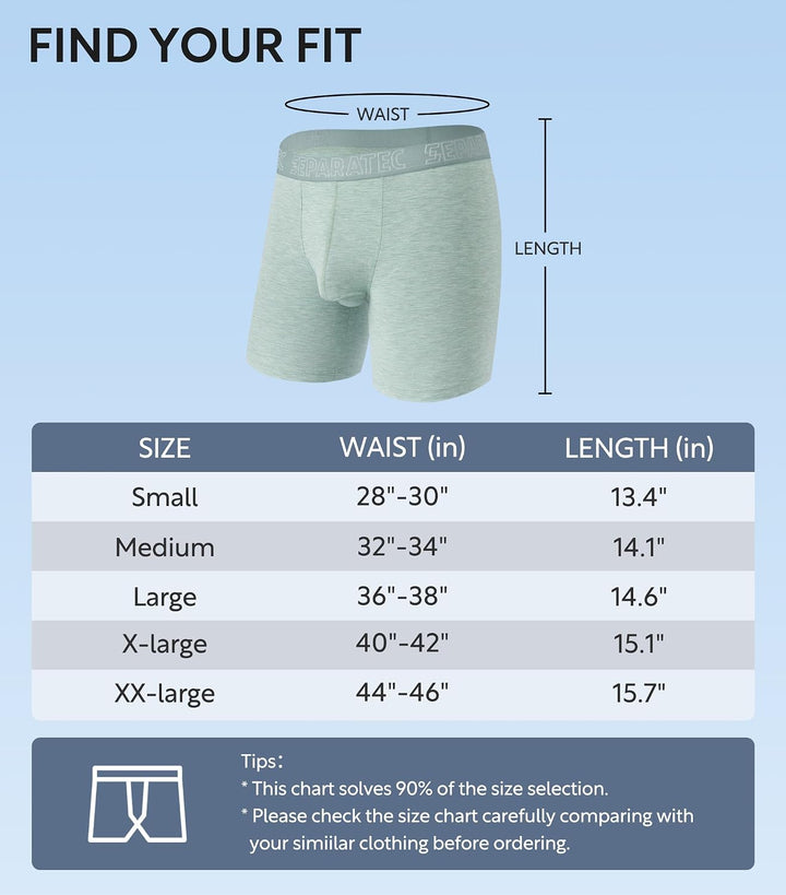 Separatec Herren Boxershorts 4er Pack Doppelbeutel Dual Pouch, Bambus Unterhosen Männer, Stretcken H