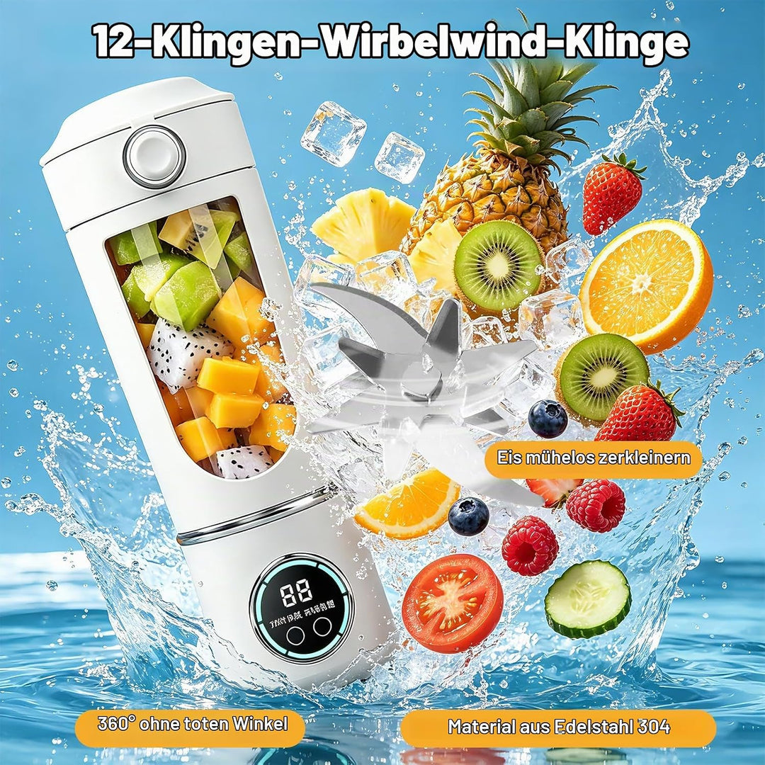 Tragbarer Mixer, 700ml Kleiner Entsafter, Mixer Smoothie Maker to Go mit Digitalanzeige,USB Wiederau