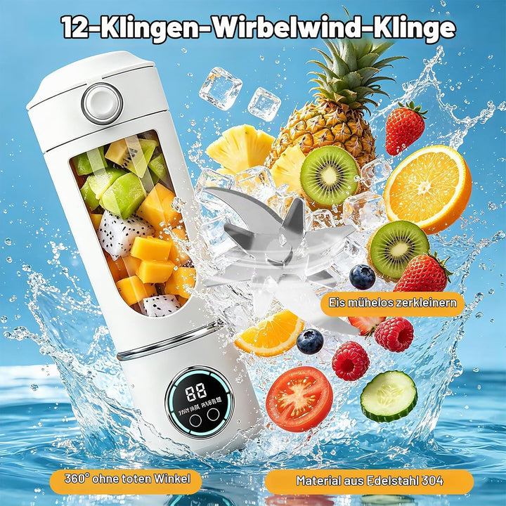 Tragbarer Mixer, 700ml Kleiner Entsafter, Mixer Smoothie Maker to Go mit Digitalanzeige,USB Wiederau