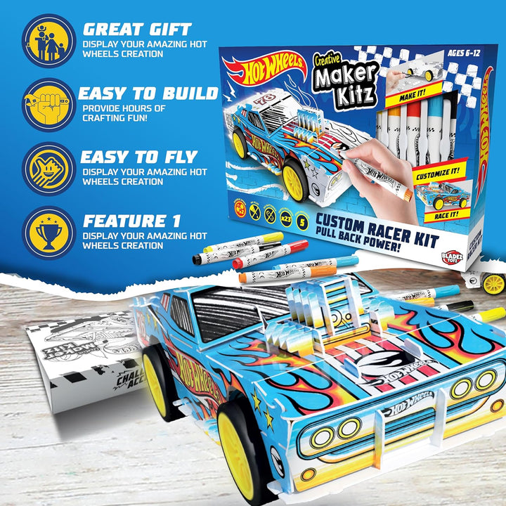 Hot Wheels by Bladez Toyz Auto-Kunst-Set zum Selbermachen für Kinder von 6–12 Jahren mit Markern, Ho