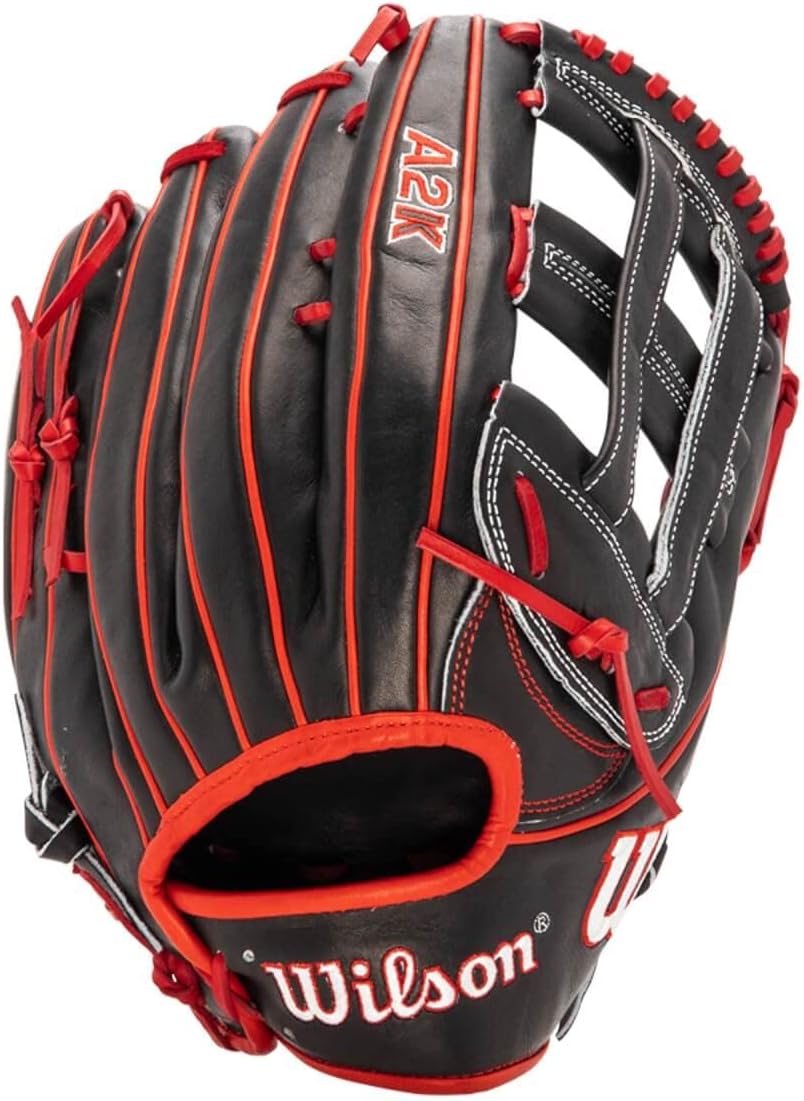 Wilson A2K Baseballhandschuh Serie Rechte Hand Wurf 32,4 cm Schwarz/Rot, Rechte Hand Wurf 32,4 cm Sc