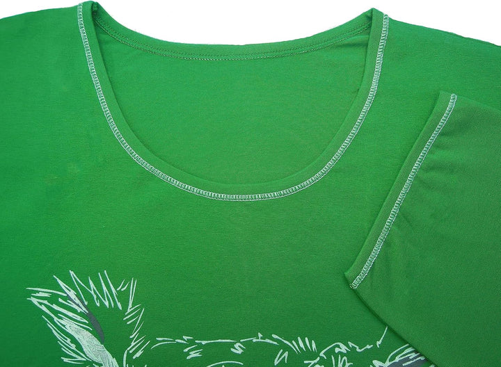 e.Femme® Damen Nachthemd Jenny 1113 aus 93% Baumwolle und 7% Elasthan, mit Eule Smaragd 42, Smaragd