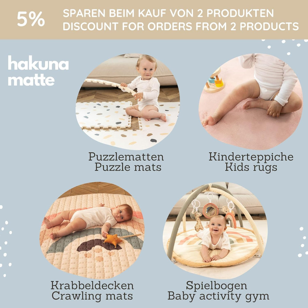 Stylische Puzzlematte Baby 1,7x1,2m Hygge Grau – 16 XL-Platten mit Kanten – Dicke & weiche Baby Spie