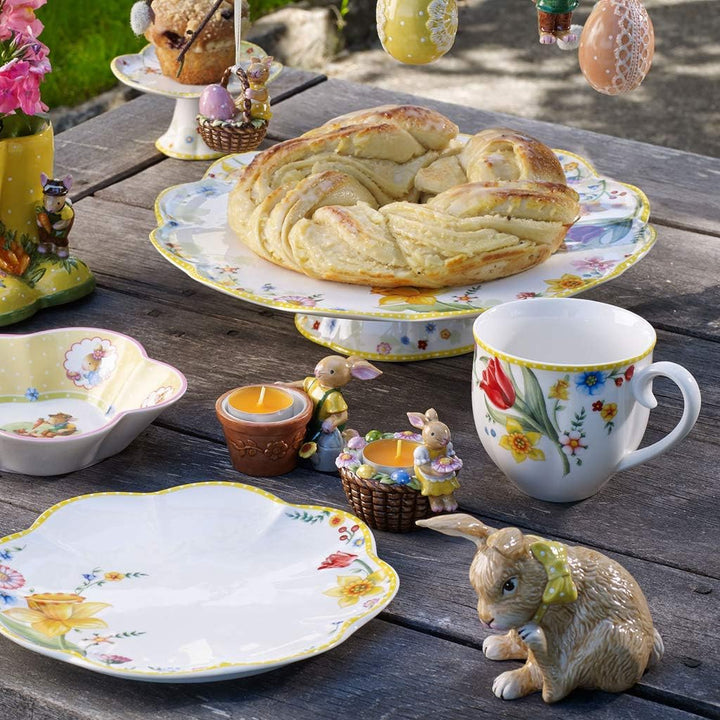 Villeroy und Boch Spring Awakening Tortenplatte, 33 cm, Porzellan, Weiss/Bunt Bunt Platte mit Fuss,