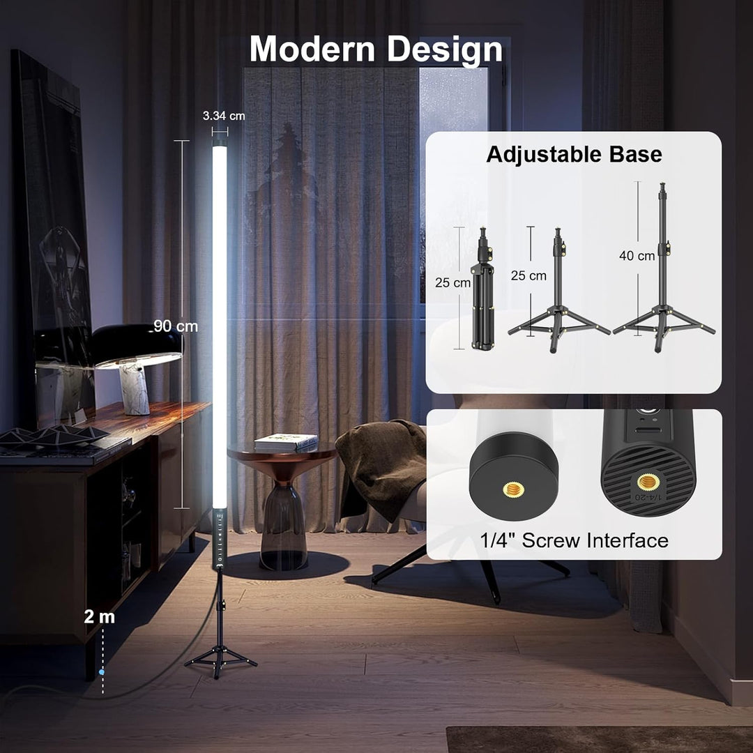 LUXCEO Mood1 tragbares LED-Video-Lichtstab, dimmbar und Speicher, integrierter 2000 mAh Akku, 120 cm