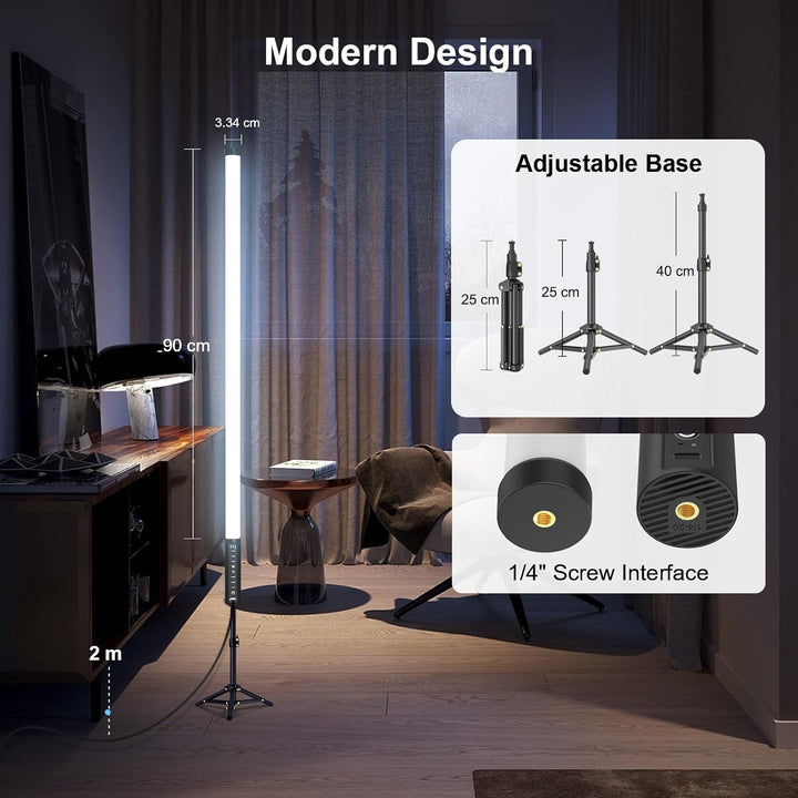 LUXCEO Mood1 tragbares LED-Video-Lichtstab, dimmbar und Speicher, integrierter 2000 mAh Akku, 120 cm