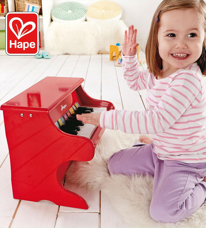 Hape Spielzeug-Klavier | Mit 18 Tasten, Musikinstrument für Kinder aus Holz, Rot