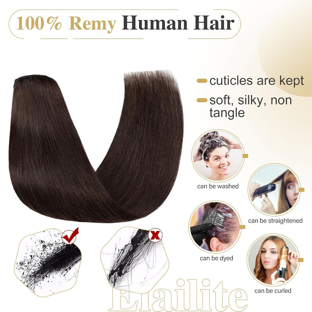 Elailite Extensions Echthaar Clip in 8 Tressen Glatt 