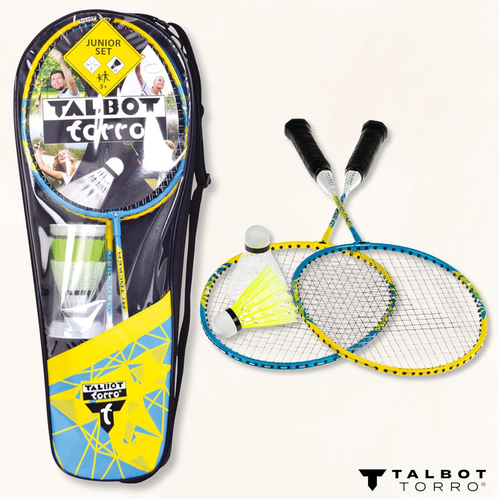 Talbot-Torro® Unisex Jugend Badminton Set 2-Attacker Junior, Hellblau-Weiss, OneSize Einheitsgrösse