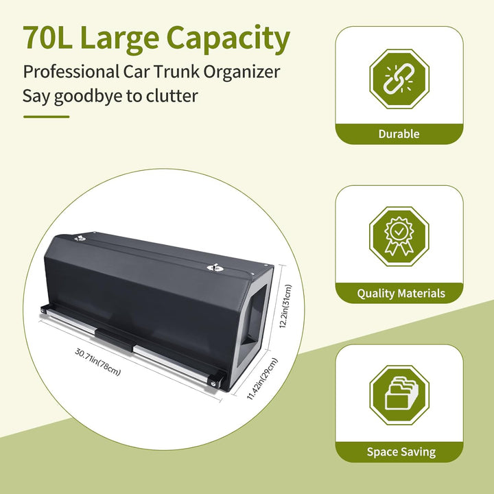 XCF Grosser XL-Leder-Kofferraum-Organizer mit Deckel und Stabilem Griffen, Vordertür-Design, Stabile