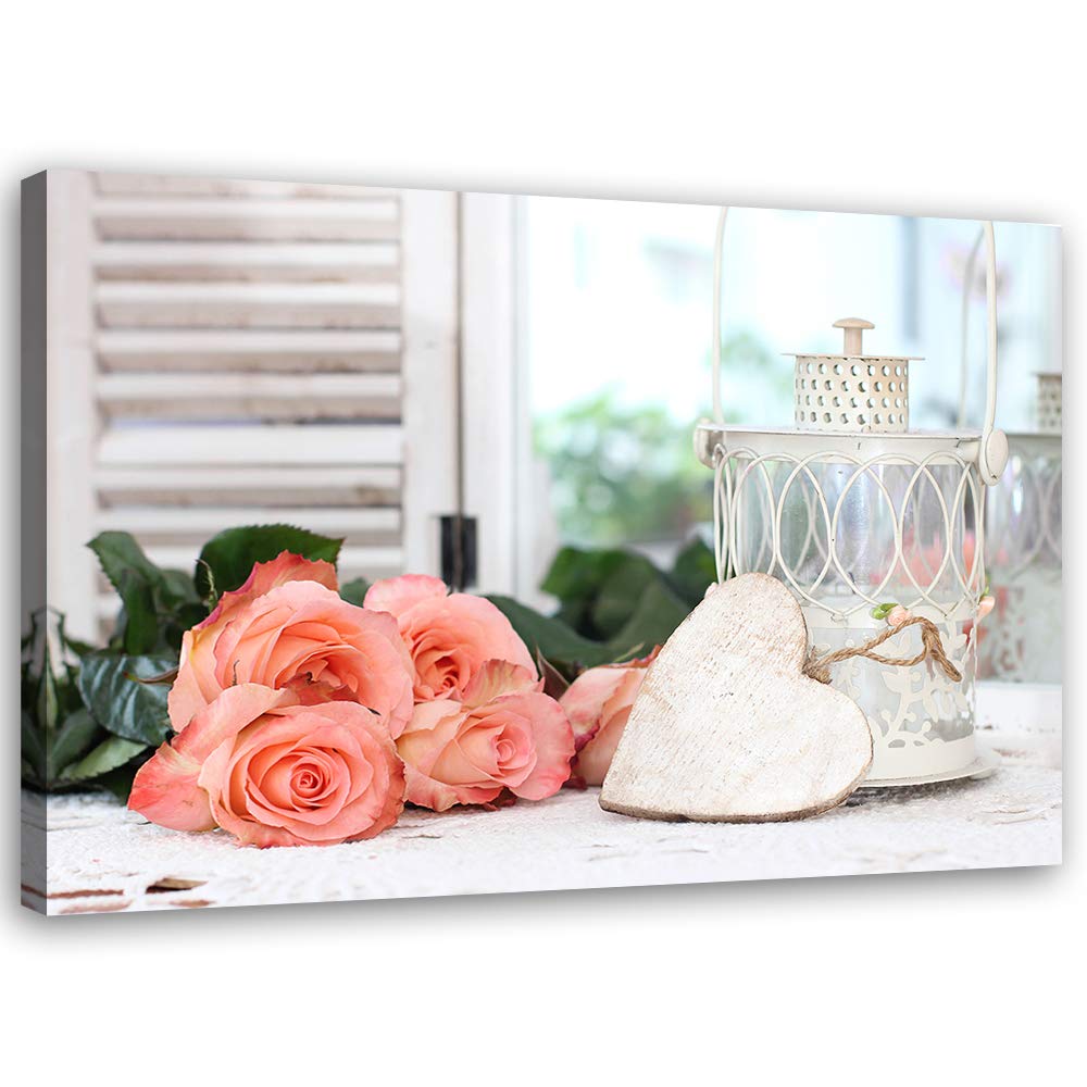 Feeby Bild auf Vlies Leinwand Rosen Blumen 90x60 cm Kunstdruck Modern Wandbilder Deko Flur Wohnzimme