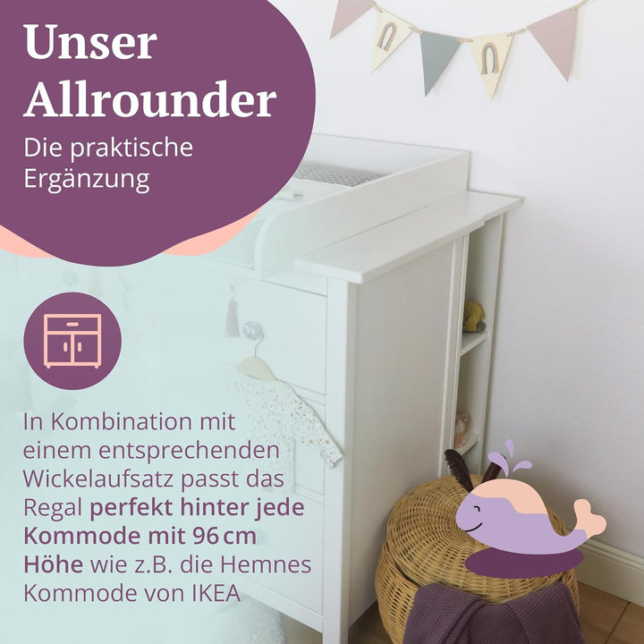 Puckdaddy Lasse | Stauraumregal kompatibel mit Hemnes Kommoden | 19x30x93cm | Holzstärke: 2cm | Rega