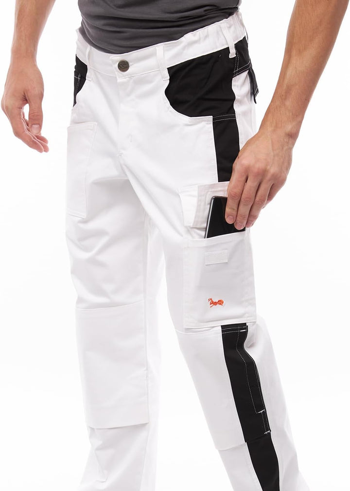 strongAnt Arbeitshose komplett Stretch Männer Berlin Pro Bundhose 42 Weiss-schwarz / Powerstretch, 4