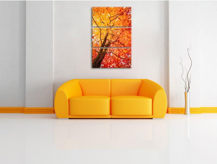 Pixxprint Feurige Herbstblätter Kunst als Leinwandbild/Grösse: 3 Teilig (120x80 cm) cm/Wandbild/Kuns