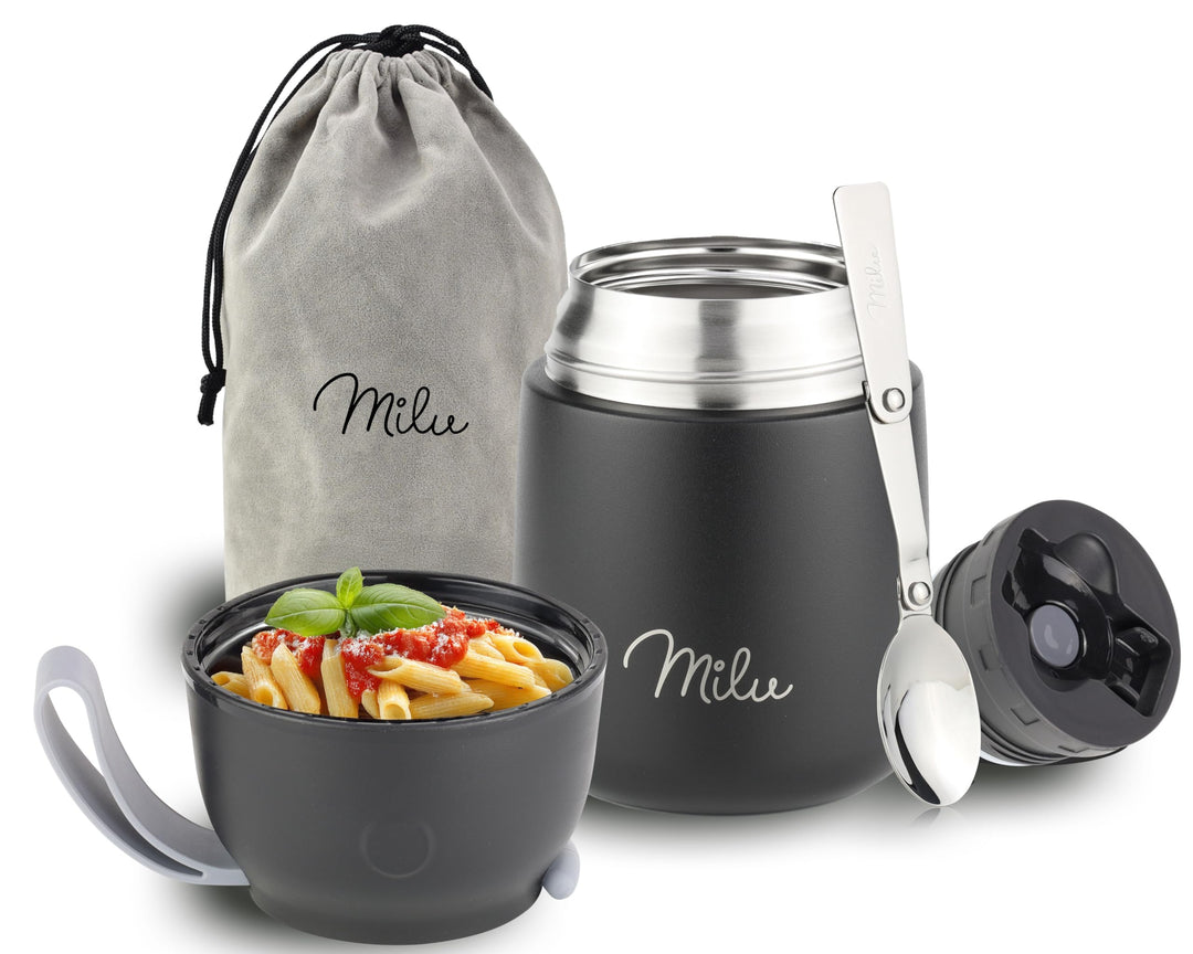 Milu® Thermobehälter 450, 650ml, 800ml | Edelstahl Warmhaltebehälter | Essensbehälter | Speisegefäss