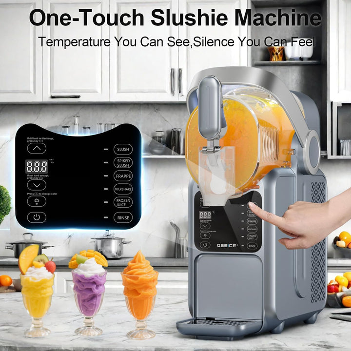 Slush Maschine, 3L, kein Eis nötig, Slush-Maker für Zuhause mit tragbarem Griff, Echtzeit-Temperatur