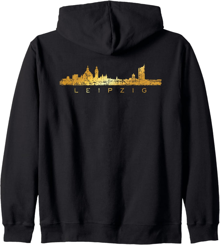 Leipziger Skyline (Vintage Goldgelb) Leipzig Kapuzenjacke