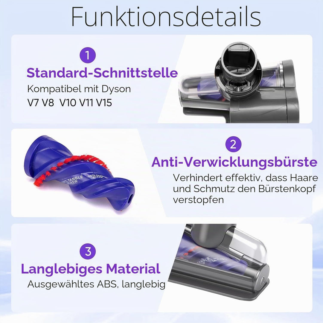 Mini Turbinendüse für Dyson V7 V8 V10 V11 V15 Staubsauger,Elektrische Matratzenbürste Kompatibel für