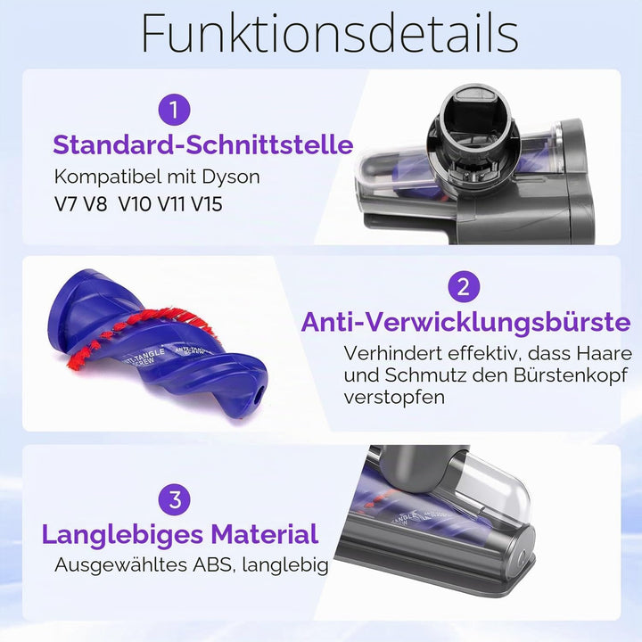 Mini Turbinendüse für Dyson V7 V8 V10 V11 V15 Staubsauger,Elektrische Matratzenbürste Kompatibel für