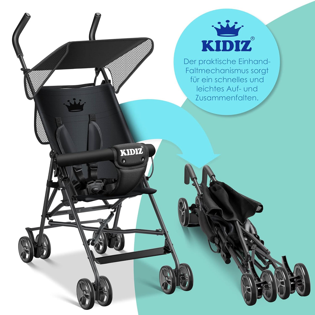 KIDIZ® Kinderwagen CITY Buggy Kinderbuggy klappbar Sportwagen Faltbar 360° 4-Zoll-Räder Inkl. Sonnen