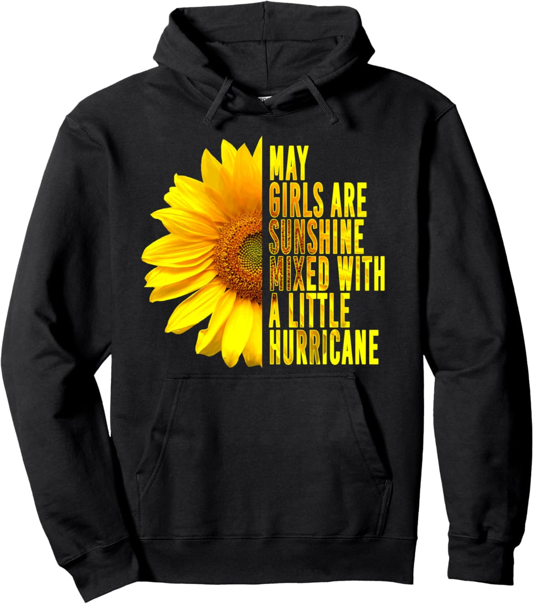 May GIRLS ARE SUNSHINE MIXED HURRICANE Sunflower Pullover Hoodie