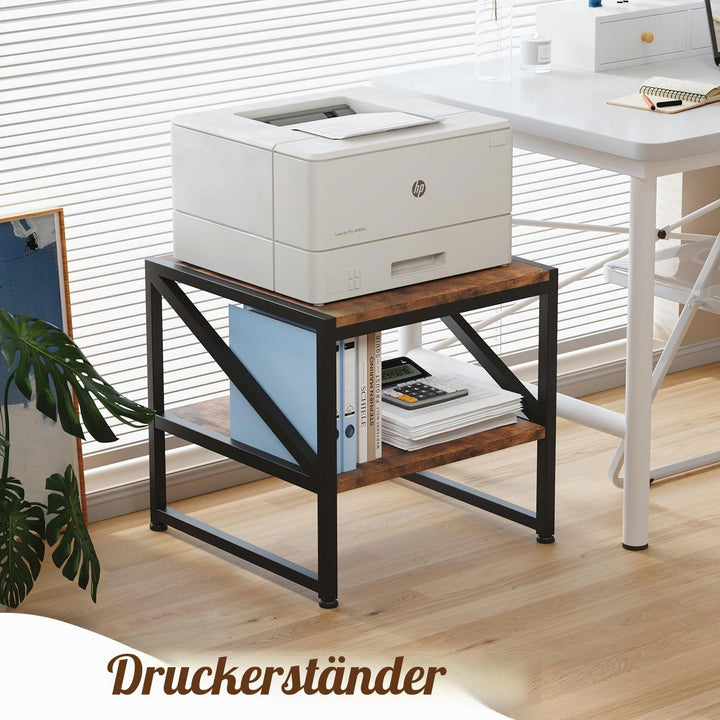 Beistelltisch Wohnzimmer 50x50 cm, Couchtisch mit 2 Ebenen bis 90 kg belastbar, Industrie-Design Sof