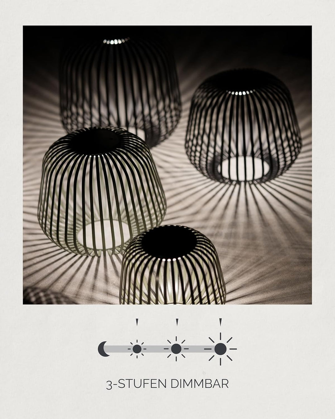 LUUK Studio LED Solar Tischleuchte für drinnen und draussen in minimalistischem Design, wiederauflad
