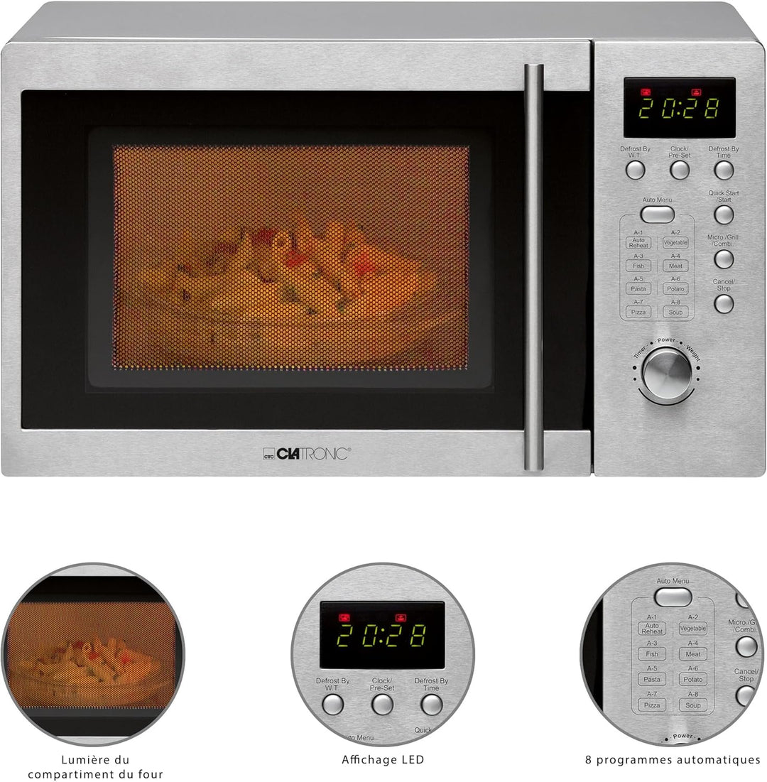 Clatronic® Mikrowelle mit Grill | 1000 Watt | platzsparende Mikrowelle Unterbau | 20L Garraum | Mikr