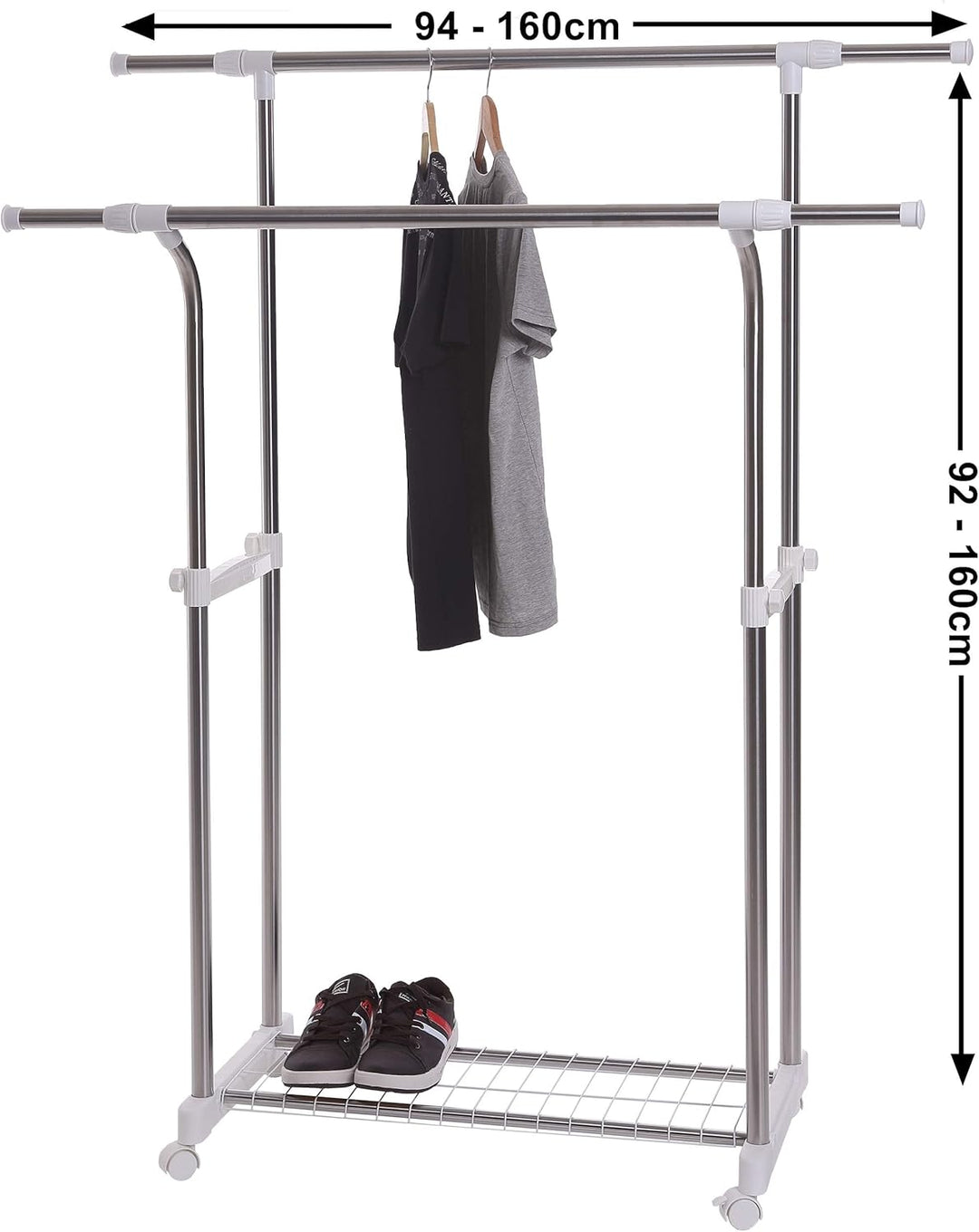 Hyfive Doppelkleider Kleiderstange ausziehbare Garderobe verstellbar