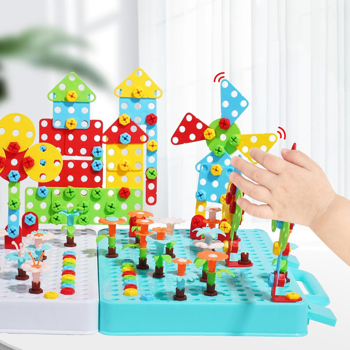 Ark miido Kinder Werkzeugkoffer mit Bohrmaschine Schrauben Steckspiel Montessori Spielzeug Pädagogis