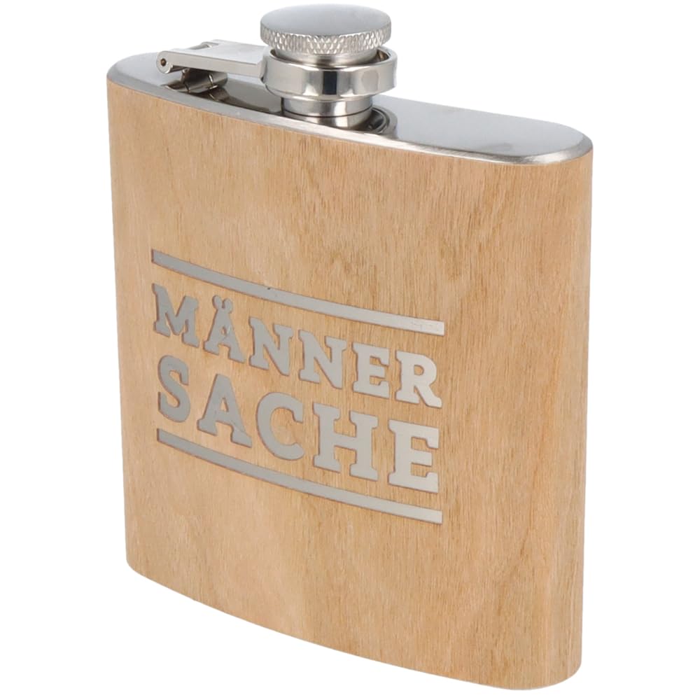 Spruchreif | Flachmann aus Edelstahl mit Gravur | Flachmann aus Holz | Männergeschenke | Outdoorgesc